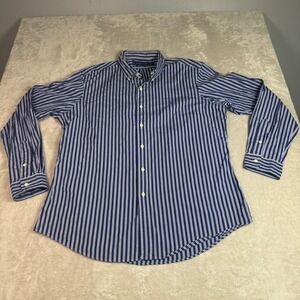 Ralph Lauren Mens Custom Fit Blue Striped Long Sleeve Button Down Shirt XL